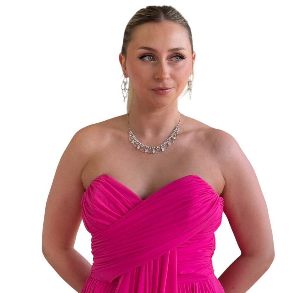 Goettx Hot Pink Grecian style Vintage Dress  Size 4 - Picture 4 of 8